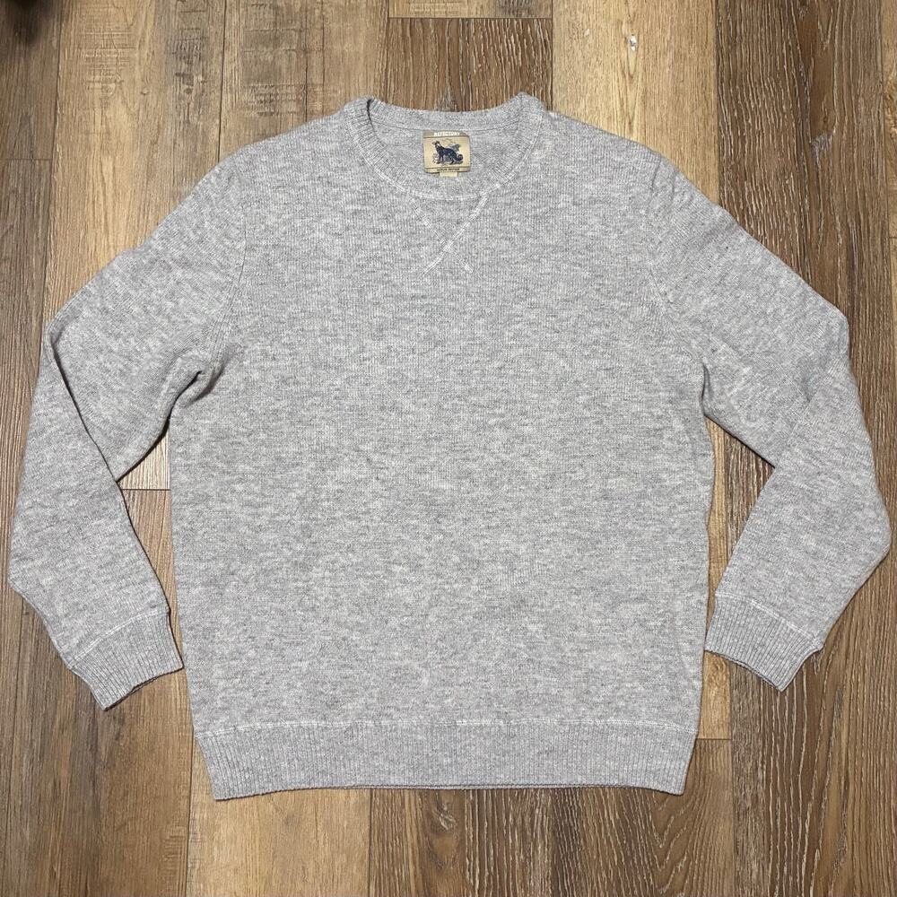 Refectory Double V Crewneck Lambswool Sweater XL Pullover Gray British Preppy